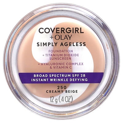 Olay Simply Ageless, Foundation, Spf 28, 250 Creamy Beige