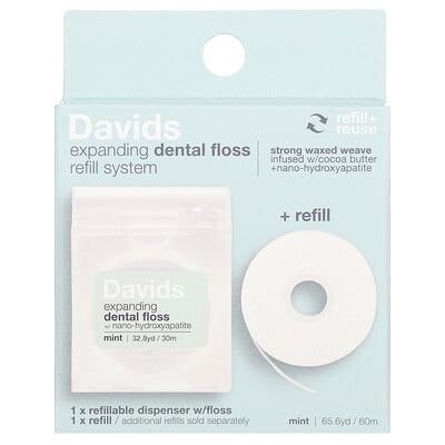 Expanding Dental Floss Refill System + Refill, Mint, 2 Count