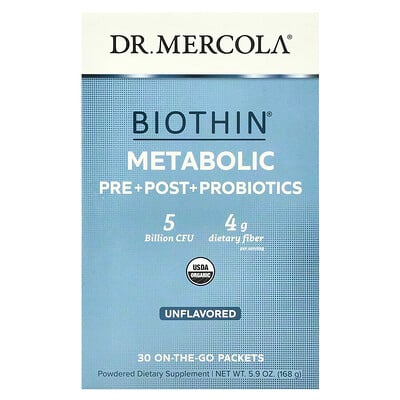 Biothin®, Metabolic Pre+ Post + Probiotics, Unflavored, 5 Billion Cfu, 30 On-the-go Packets, Each