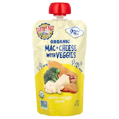 Organic Pasta + Veggie Puree, Ages 9m+ Mac & Cheese With Veggies