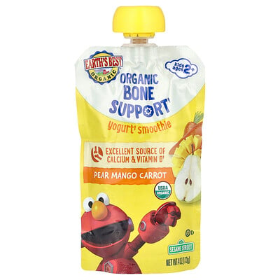 Organic Bone Support Yogurt Smoothie, Ages 2+, Pear Mango Carrot