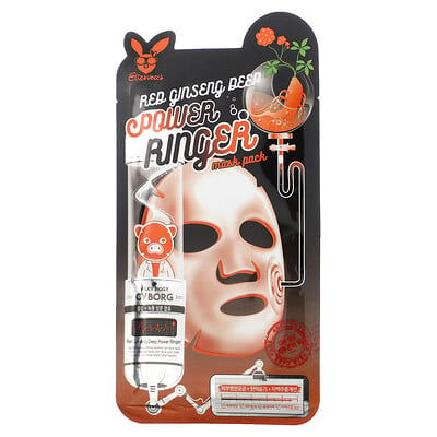 Milky Piggy Cyborg, Red Ginseng Deep Power Ringer Beauty Mask Pack, 1 Sheet Mask