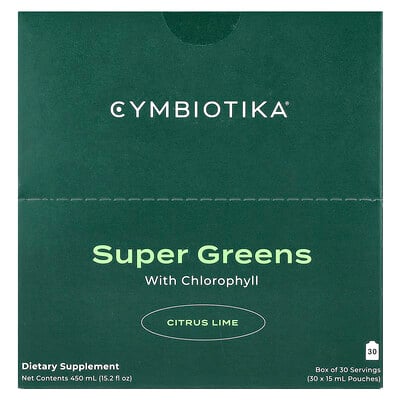 Super Greens, With Chlorophyll, Citrus Lime, 30 Pouches, 15 Ml Each