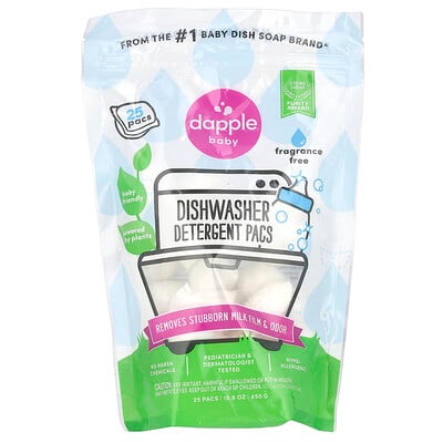 Dishwasher Detergent Pacs, Fragrance Free, 25 Pacs