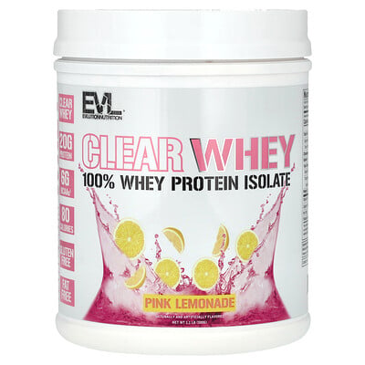 Clear Whey, 100% Whey Protein Isolate, Pink Lemonade, 1.1 Lb