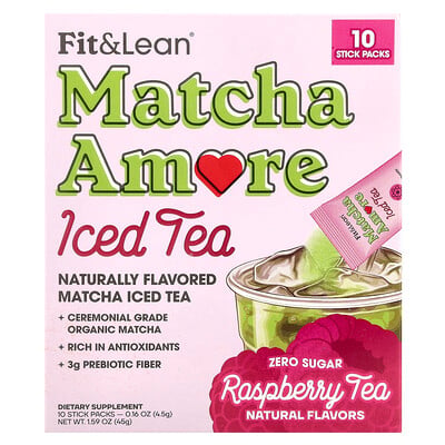Matcha Amore Iced Tea, Raspberry Tea, 10 Stick Packs, Each