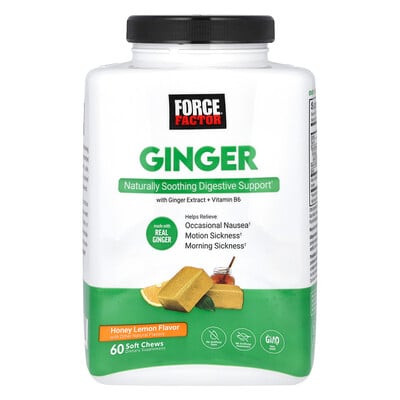 Ginger With Ginger Extract + Vitamin B6, Honey Lemon, 60 Soft Chews