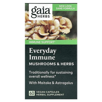 Everyday Immune, Mushrooms & Herbs, 60 Vegan Capsules