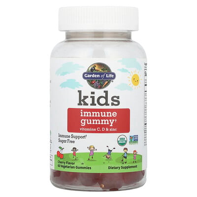 Kid's Immune Gummy + Vitamin C, D & Zinc, Cherry, 60 Vegetarian Gummies