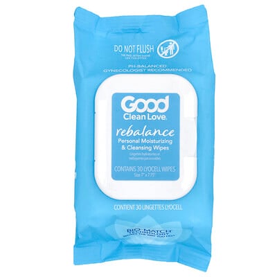 Rebalance, Personal Moisturizing & Cleansing Wipes, Fragrance Free, 30 Lyocell Wipes