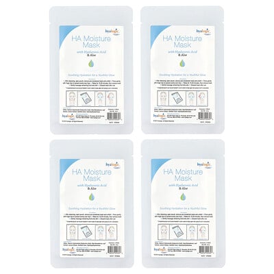 Ha Moisture Beauty Mask With Hyaluronic Acid & Aloe, Fragrance Free, 4 Masks, Each