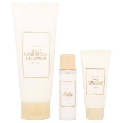 Rice Whip Facial Cleanser Set, 3 Piece Set
