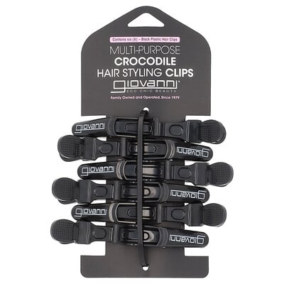 Multi-purpose Crocodile Hair Styling Clips, Black, 6 Pieces