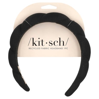 Recycled Fabric Puffy Headband, Black, 1 Headband