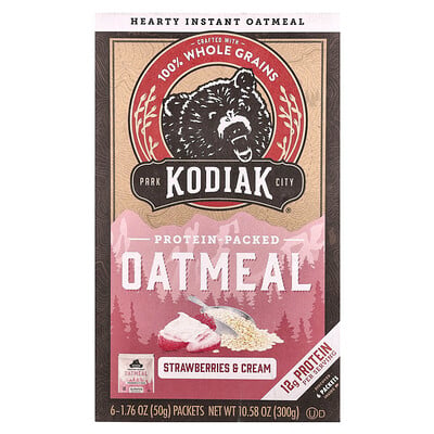 Protein-packed Oatmeal, Strawberries & Cream, 6 Packets, Each