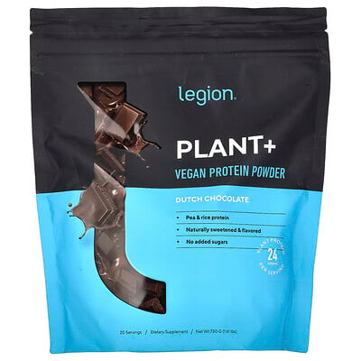 Plant+, Vegan Protein Powder, Dutch Chocolate, 1.61 Lbs