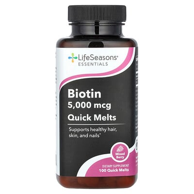 Biotin, Mixed Berry, 5,000 Mcg, 100 Quick Melts