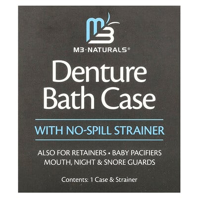 Denture Bath Case With No Spill Strainer, 1 Set