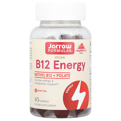 Vegan B12 Energy Gummies, Raspberry, 60 Gummies