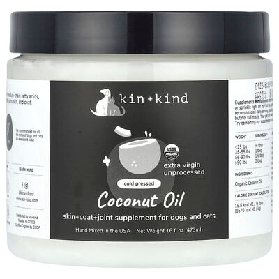 Cold Pressed Coconut Oil, For Dogs And Cats