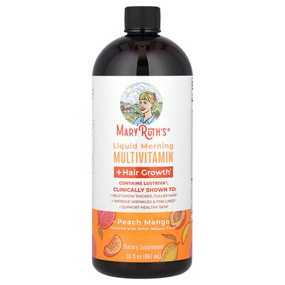 Liquid Morning Multivitamin + Hair Growth , Peach Mango