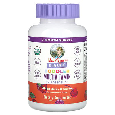 Organic Toddler Multivitamin Gummies, Mixed Berry & Cherry, 100 Mcg Dfe, 60 Gummies