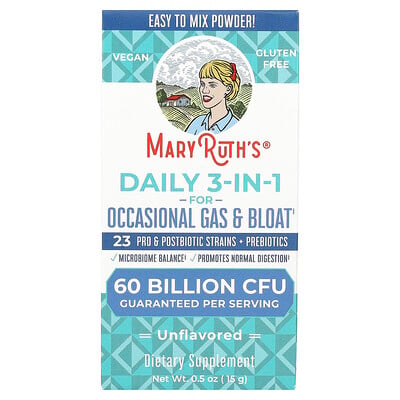 Daily 3-in-1 For Occasional Gas & Bloat, Unflavored, 60 Billion Cfu