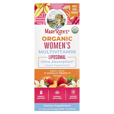Organic Women's Multivitamin Liposomal, Vanilla Peach, 14 Pouches, Each