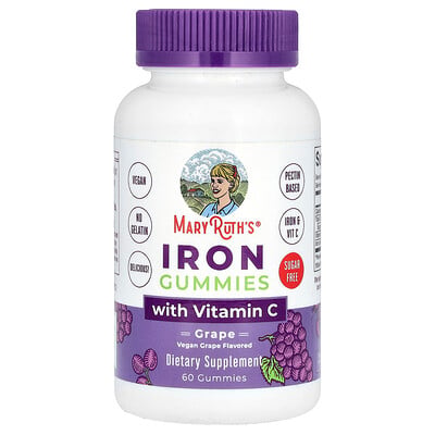 Iron Gummies With Vitamin C, Sugar Free, Grape, 60 Gummies
