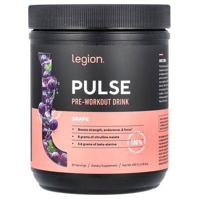 Pulse, Pre-workout Drink, Grape, 1.08 Lbs