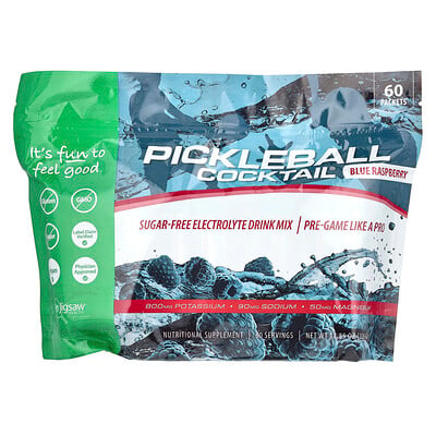 Pickleball Cocktail®, Sugar-free Electrolyte Drink Mix, Blue Raspberry, 60 Packets, 5.6 G Each