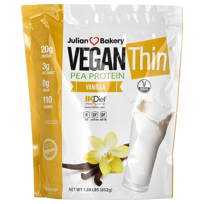 Vegan Thin, Pea Protein, Vanilla, 1.88 Lbs