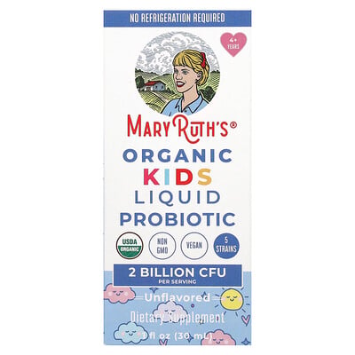 Organic Kids Liquid Probiotic, 4 + Years, Unflavored, 2 Billion Cfu