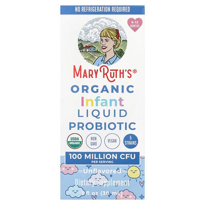 Organic Infant Liquid Probiotic, 6-12 Months, Unflavored, 100 Million Cfu