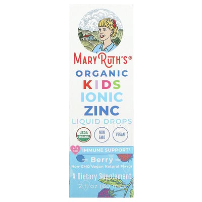 Organic Kids Ionic Zinc Liquid Drops, 4-13 Years, Berry