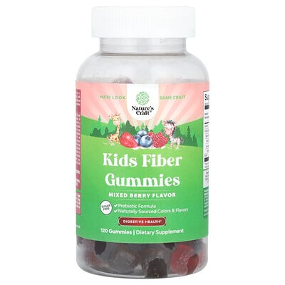 Kids Fiber Gummies, Sugar Free, Mixed Berry, 120 Gummies