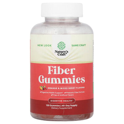 Fiber Gummies, Orange & Mixed Berry, 120 Gummies