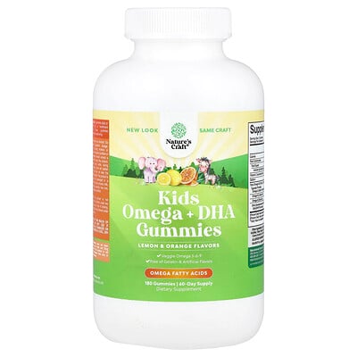 Kids Omega + Dha Gummies, Lemon & Orange, 180 Gummies
