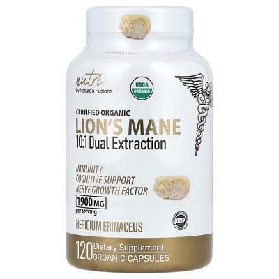 Nutri, Organic Lion's Mane, 10:1 Dual Extraction, 120 Organic Capsules
