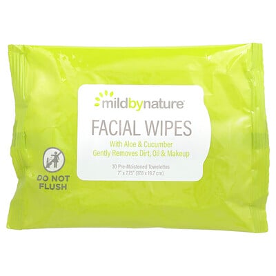 Aloe & Cucumber Facial Wipes, Biodegradable, 30 Pre-moistened Towelettes