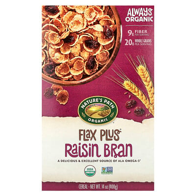Organic, Flax Plus Cereal, Raisin Bran