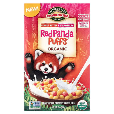 Organic Red Panda Puffs™ Cereal, Peanut Butter & Strawberry