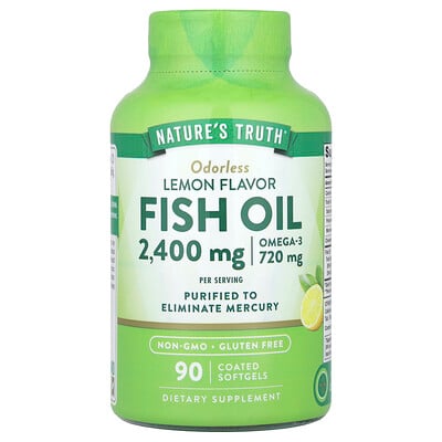 Fish Oil, Lemon, 90 Coated Softgels