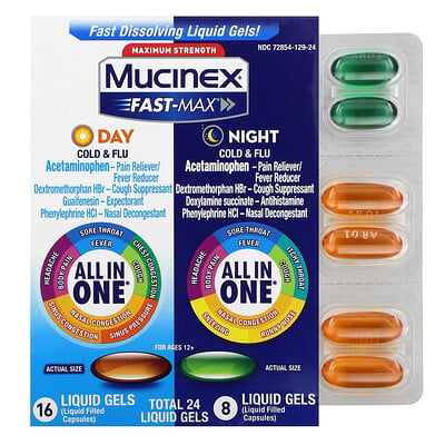 Fast-max Day/night Cold & Flu, Maximum Strength, Ages 12+, 24 Liquid Gels