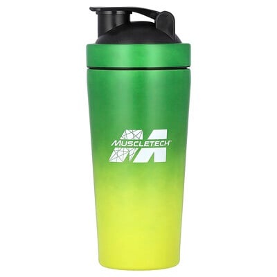 Shaker Bottle, Stainless Steel, Green/yellow