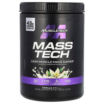Mass-tech™ Lean Muscle Mass Gainer, Vanilla, 4 Lbs