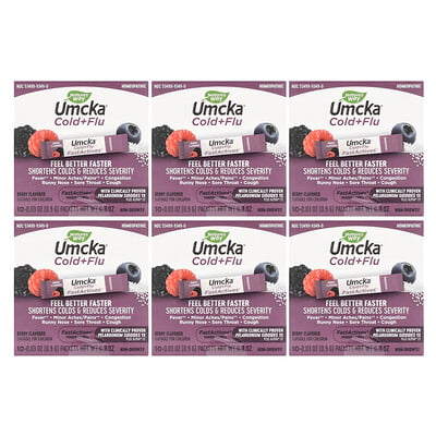 Umcka, Cold + Flu, Berry, 6 Boxes, 10 Packets Each