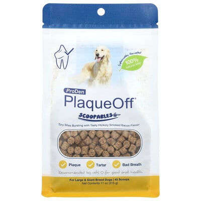 Proden Plaqueoff® Scoopables, For Large & Giant Breed Dogs, Hickory Smoked Bacon , 45 Scoops