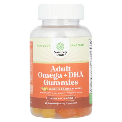 Adult Omega + Dha Gummies, Lemon & Orange, 60 Gummies
