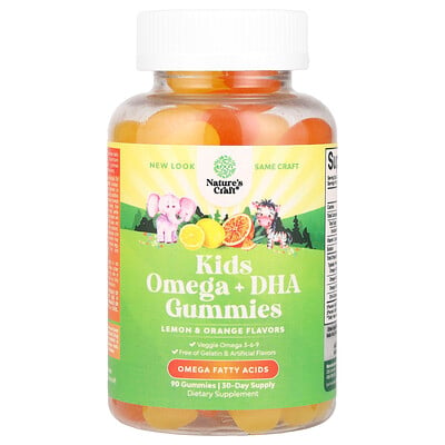 Kids Omega + Dha Gummies, Lemon & Orange, 90 Gummies